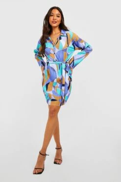 Vestito Camicia Plissettato Con Bottoni E Cintura -Negozio al dettaglio Vestiti gzz30982 multi xl 2