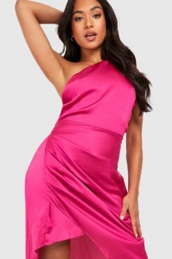 Vestito Longuette Petite In Raso Asimmetrico Con Cintura -Negozio al dettaglio Vestiti gzz31054 hot20pink xl 2