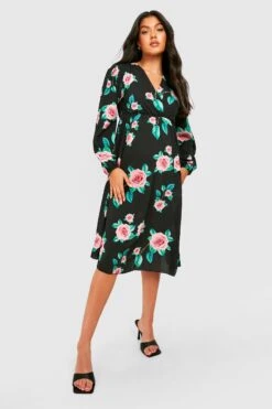 Vestito Scaldacuore Midi Premaman In Chiffon A Fiori