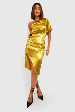 Vestito Midi In Raso Con Scollo A Barchetta -Negozio al dettaglio Vestiti gzz31133 chartreuse xl 2