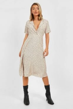 Vestito Midi Stile Camicia A Pois -Negozio al dettaglio Vestiti gzz31143 stone xl 2