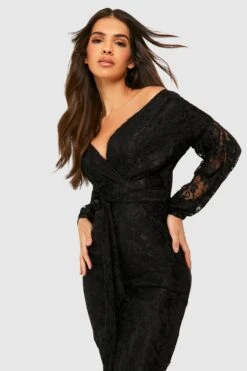 Vestito Midi In Pizzo Con Spalle Scoperte -Negozio al dettaglio Vestiti gzz31150 black xl 3