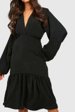 Vestito Midi A Maniche Lunghe Con Fondo Sceso -Negozio al dettaglio Vestiti gzz31154 black xl 3