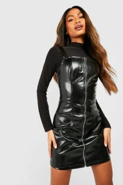 Vestito Scamiciato Effetto Pelle