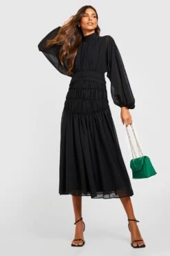 Vestito Longuette A Collo Alto Con Collo Alto E Maniche Svasate -Negozio al dettaglio Vestiti gzz31190 black xl 2