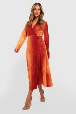 Vestito Scaldacuore Longuette Plissettato E Sfumato -Negozio al dettaglio Vestiti gzz31196 orange xl 2