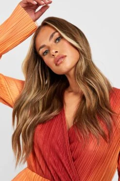 Vestito Scaldacuore Longuette Plissettato E Sfumato -Negozio al dettaglio Vestiti gzz31196 orange xl 3