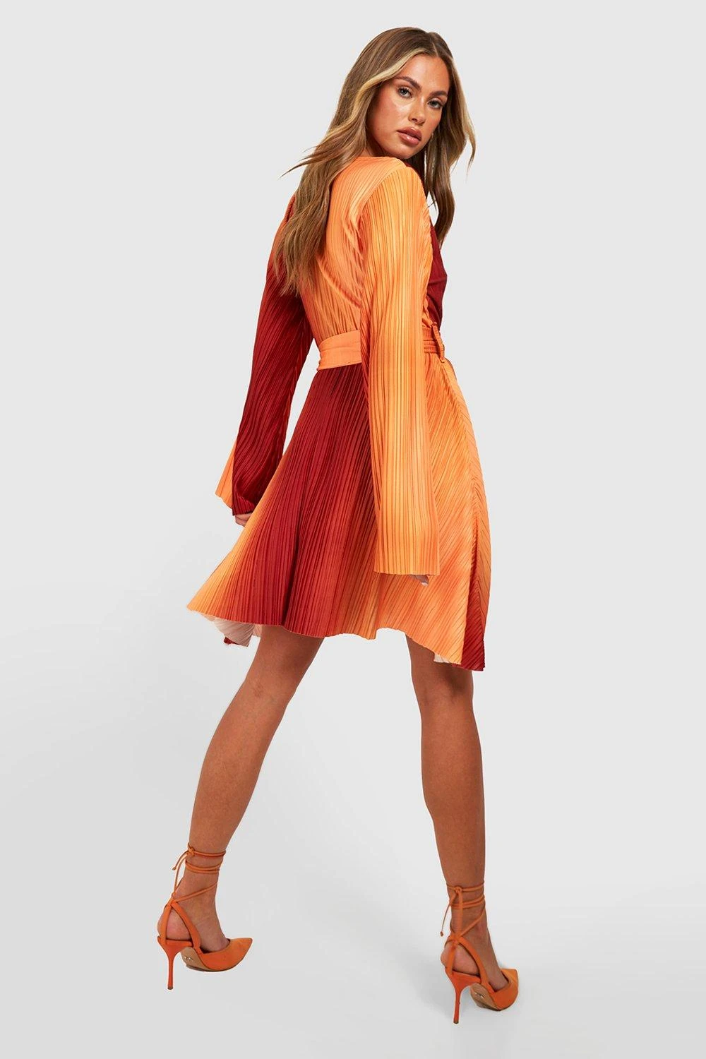 Vestito Skater Plissettato Sfumato Con Maniche Estreme 2 Vestito Skater Plissettato Sfumato Con Maniche Estreme - immagine 2