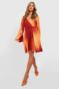 Vestito Skater Plissettato Sfumato Con Maniche Estreme 6 Vestito Skater Plissettato Sfumato Con Maniche Estreme -Negozio al dettaglio Vestiti gzz31197 orange xl 2