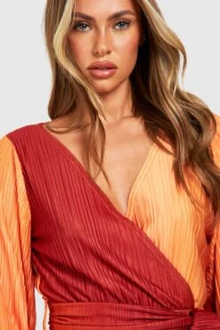 Vestito Skater Plissettato Sfumato Con Maniche Estreme 7 Vestito Skater Plissettato Sfumato Con Maniche Estreme -Negozio al dettaglio Vestiti gzz31197 orange xl 3