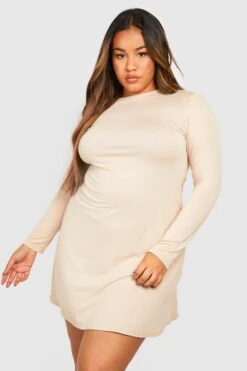 Vestito Skater Plus Size Basic A Maniche Lunghe