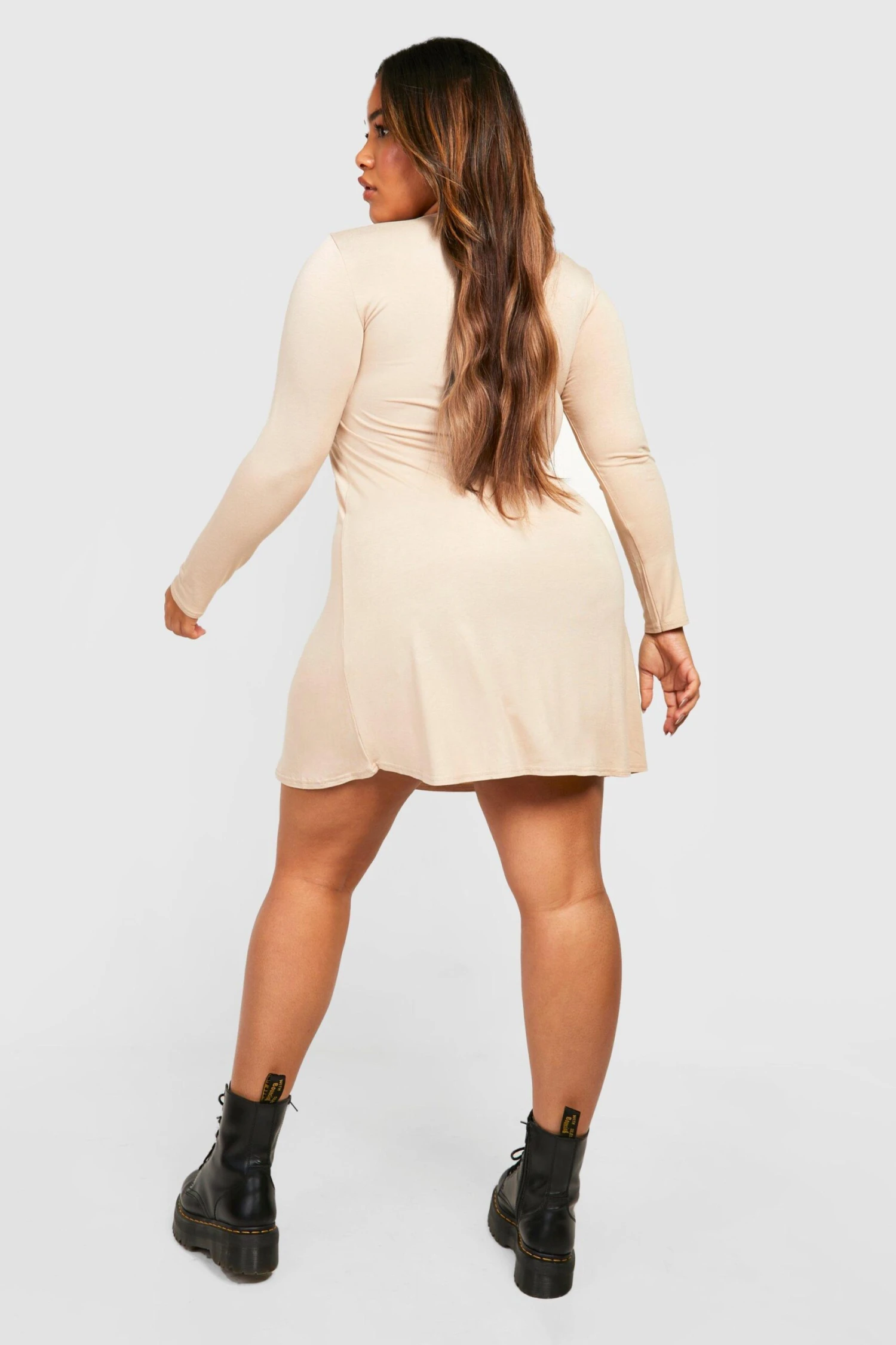 Vestito Skater Plus Size Basic A Maniche Lunghe 2 Vestito Skater Plus Size Basic A Maniche Lunghe - immagine 2