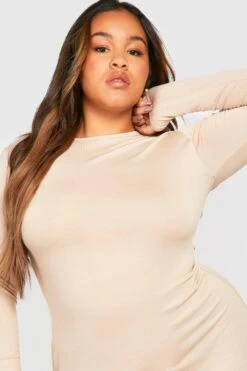 Vestito Skater Plus Size Basic A Maniche Lunghe 7 Vestito Skater Plus Size Basic A Maniche Lunghe -Negozio al dettaglio Vestiti gzz31222 stone xl 3