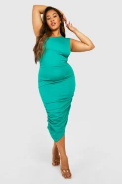 Vestito Longuette Plus Size Monospalla Con Ruches -Negozio al dettaglio Vestiti gzz31273 bright20green xl 2