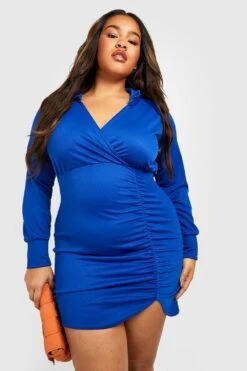 Vestito Camicia Plus Size Con Ruches