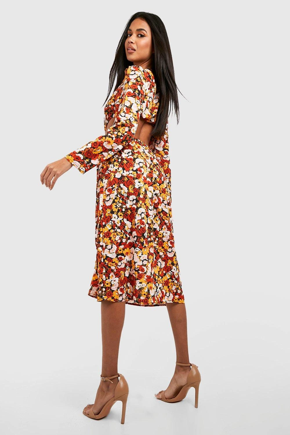 Vestito Midi A Fiori Con Cut-out 2 Vestito Midi A Fiori Con Cut-out - immagine 2