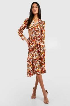 Vestito Midi A Fiori Con Cut-out 7 Vestito Midi A Fiori Con Cut-out -Negozio al dettaglio Vestiti gzz31341 black xl 3