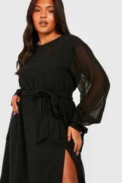 Vestito Longuette Plus Size Con Fascia Allacciata In Vita -Negozio al dettaglio Vestiti gzz31352 black xl 3