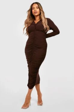 Vestito Longuette Plus Size Seducente Con Ruches