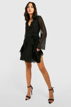 Vestito Skater In Rete Plumetis Con Volant -Negozio al dettaglio Vestiti gzz31534 black xl 2