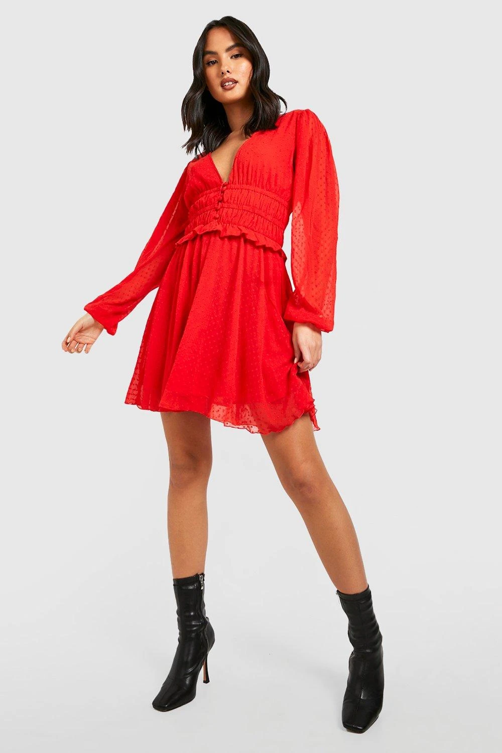 Vestito Skater In Rete Plumetis Con Bottoni 3 Vestito Skater In Rete Plumetis Con Bottoni - immagine 3