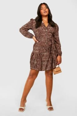 Vestito Grembiule Plus Size Con Tessuto Leopardato 6 Vestito Grembiule Plus Size Con Tessuto Leopardato -Negozio al dettaglio Vestiti gzz31565 brown xl 2