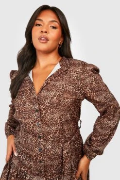 Vestito Grembiule Plus Size Con Tessuto Leopardato 7 Vestito Grembiule Plus Size Con Tessuto Leopardato -Negozio al dettaglio Vestiti gzz31565 brown xl 3