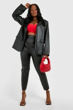 Vestito Blazer Plus Size Oversize In PU Effetto Coccodrillo -Negozio al dettaglio Vestiti gzz31615 black xl 3