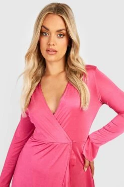 Vestito Scaldacuore Midi Plus Size Seducente Con Arricciature -Negozio al dettaglio Vestiti gzz31626 hot20pink xl 3
