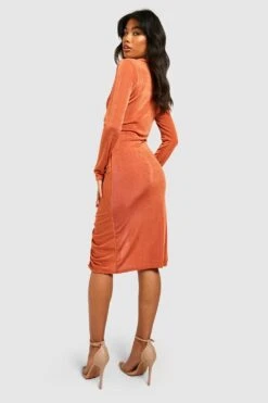 Vestito Camicia Seducente In Acetato Con Ruches -Negozio al dettaglio Vestiti gzz31746 rust xl 1