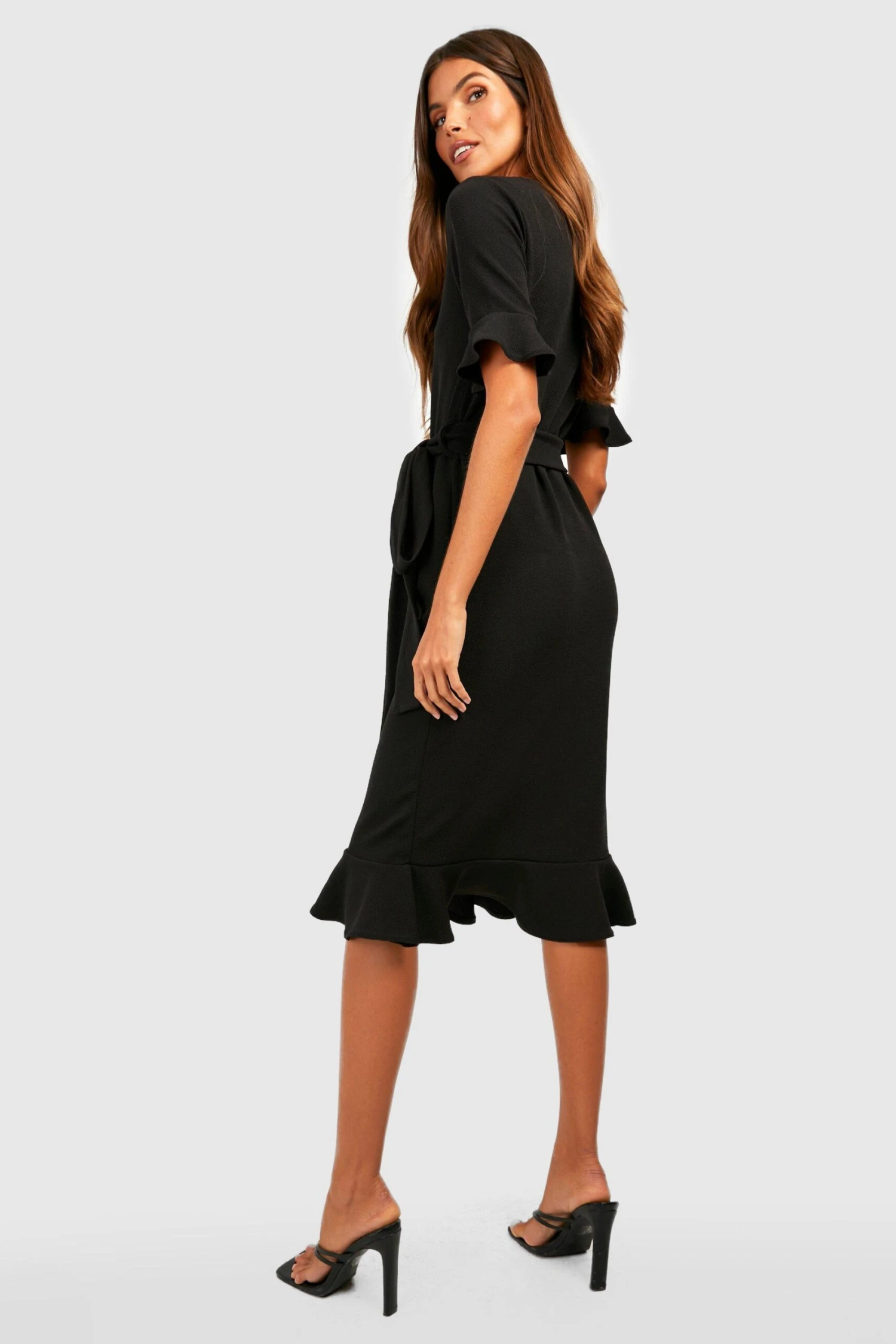 Vestito Midi Con Volant E Cintura 2 Vestito Midi Con Volant E Cintura - immagine 2