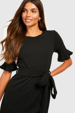 Vestito Midi Con Volant E Cintura 7 Vestito Midi Con Volant E Cintura -Negozio al dettaglio Vestiti gzz31771 black xl 3