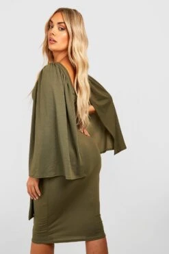 Vestito Midi Plus Size Con Maniche A Mantella Fascia Allacciata In Vita -Negozio al dettaglio Vestiti gzz31868 khaki xl 1