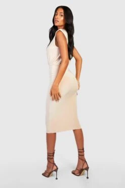 Vestito Midi Tall Seducente Su Due Livelli Con Spalline Imbottite -Negozio al dettaglio Vestiti gzz31899 stone xl 1