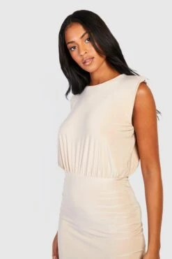 Vestito Midi Tall Seducente Su Due Livelli Con Spalline Imbottite -Negozio al dettaglio Vestiti gzz31899 stone xl 3