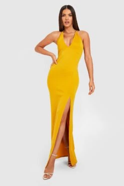 Vestito Pull-on In Scuba Con Spalline -Negozio al dettaglio Vestiti gzz32026 mustard xl 3