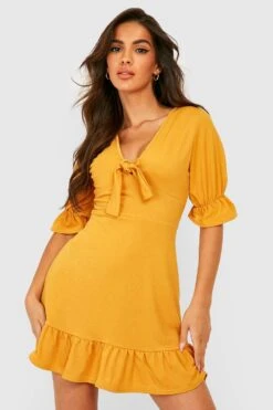 Vestito Skater Con Arricciature E Laccetti