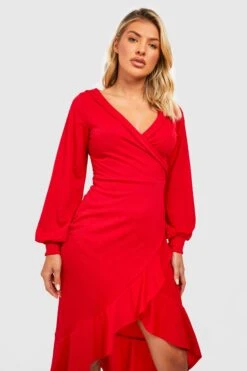 Vestito Scaldacuore Midi In Crêpe Con Arricciature 7 Vestito Scaldacuore Midi In Crêpe Con Arricciature -Negozio al dettaglio Vestiti gzz32136 red xl 3
