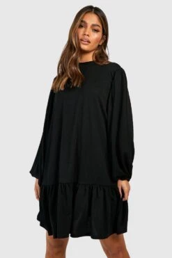 Vestito Grembiule In Crêpe Con Maniche A Campana -Negozio al dettaglio Vestiti gzz32140 black xl 2