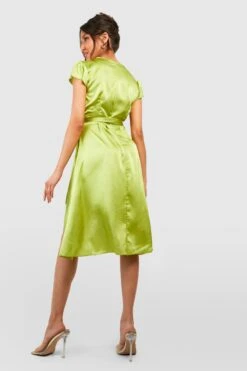 Vestito Longuette In Raso A Maniche Lunghe -Negozio al dettaglio Vestiti gzz32272 chartreuse xl 1