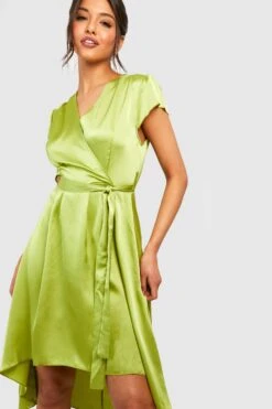 Vestito Longuette In Raso A Maniche Lunghe -Negozio al dettaglio Vestiti gzz32272 chartreuse xl 3