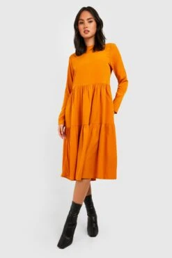 Vestito Grembiule Midi Con Balze