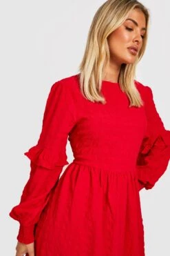 Vestito Smock Con Trama E Balze 7 Vestito Smock Con Trama E Balze -Negozio al dettaglio Vestiti gzz32298 red xl 3