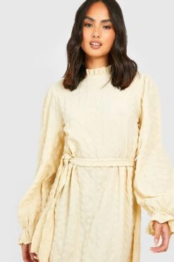 Vestito Midi Con Trama E Cintura -Negozio al dettaglio Vestiti gzz32299 stone xl 3