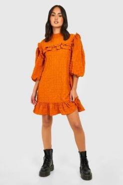 Vestito Grembiule Con Trama In Rilievo