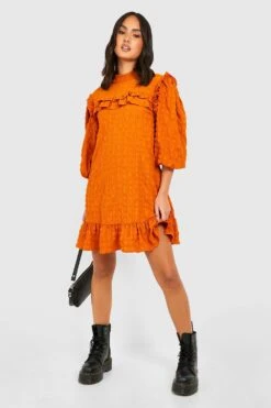 Vestito Grembiule Con Trama In Rilievo -Negozio al dettaglio Vestiti gzz32301 mustard xl 2