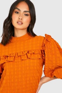 Vestito Grembiule Con Trama In Rilievo -Negozio al dettaglio Vestiti gzz32301 mustard xl 3