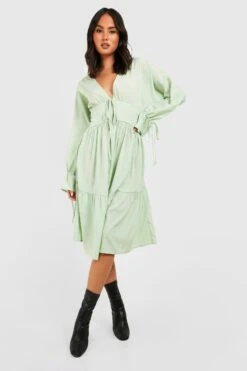 Vestito Midi Con Fiocco E Balze -Negozio al dettaglio Vestiti gzz32302 sage xl 2