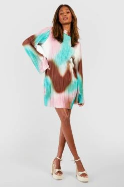 Vestito A Trapezio Plissettato A Collo Alto Con Stampa -Negozio al dettaglio Vestiti gzz32307 multi xl 2