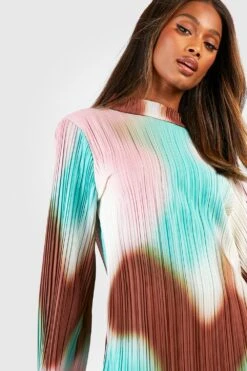 Vestito A Trapezio Plissettato A Collo Alto Con Stampa -Negozio al dettaglio Vestiti gzz32307 multi xl 3